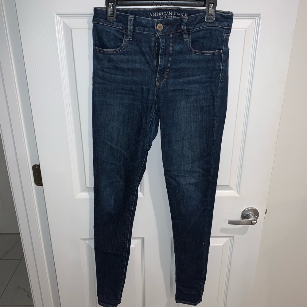 American Eagle Women’s Dark Wash Hi-Rise Jegging Jeans Size 8 X-Long